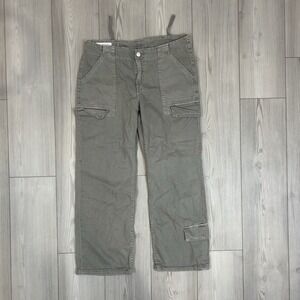 Zara Cargo Pants Womens 8 Green Olive High Rise Relaxed Fit Utility Workwear Y2K